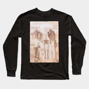 Human Anatomy Skeletons by Leonardo da Vinci Long Sleeve T-Shirt